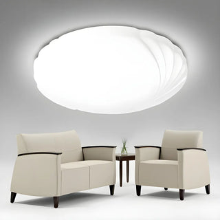 Modern White Round Medium Flush Mount Ceiling Light Zawala Image - 4