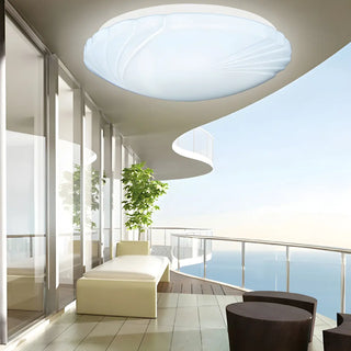 Modern White Round Medium Flush Mount Ceiling Light Zawala Image - 5