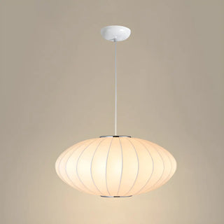 ZOWALA - Modern White Silk Oval Dining Room Pendant Light Image - 3