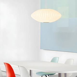 ZOWALA - Modern White Silk Oval Dining Room Pendant Light Image - 5