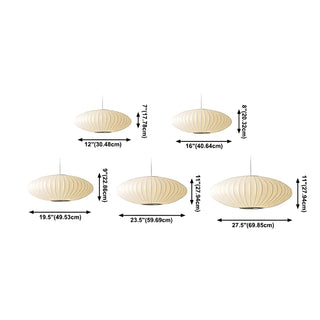 ZOWALA - Modern White Silk Oval Dining Room Pendant Light #size