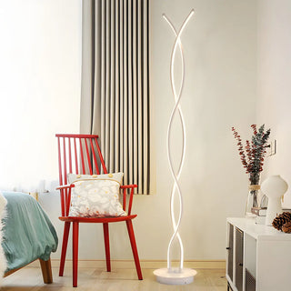 Modern LED Bedroom White Spiral Acrylic Floor Lamp Zawala Image - 1