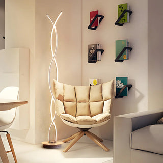 Modern LED Bedroom White Spiral Acrylic Floor Lamp Zawala Image - 2