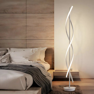 Modern LED Bedroom White Spiral Acrylic Floor Lamp Zawala Image - 3