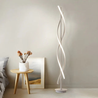 Modern LED Bedroom White Spiral Acrylic Floor Lamp Zawala Image - 4