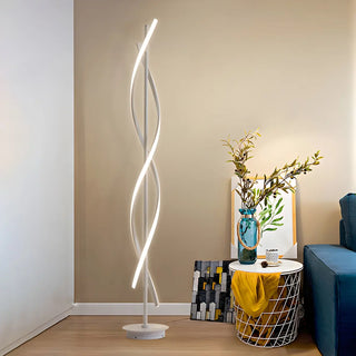 Modern LED Bedroom White Spiral Acrylic Floor Lamp Zawala Image - 5