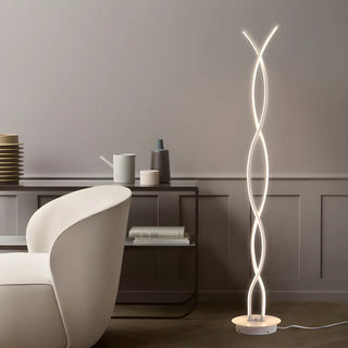 Modern LED Bedroom White Spiral Acrylic Floor Lamp Zawala Image - 6