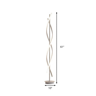 Modern LED Bedroom White Spiral Acrylic Floor Lamp Zawala Image - 8