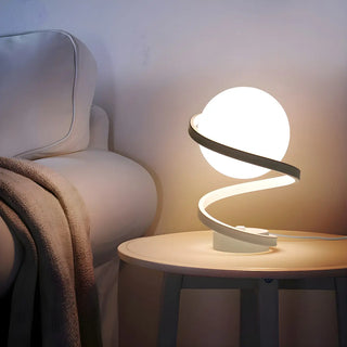 Minimalist Spiral Base White Glass Globe Table Lamp Zawala Image - 1