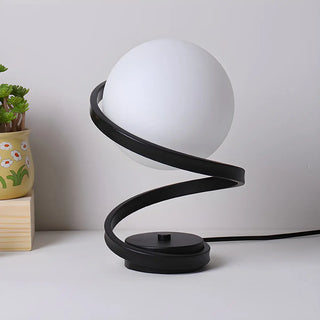 Minimalist Spiral Base White Glass Globe Table Lamp Zawala Image - 11