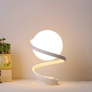 Minimalist Spiral Base White Glass Globe Table Lamp Zawala Image - 6