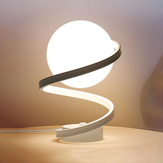 Minimalist Spiral Base White Glass Globe Table Lamp Zawala Image - 8