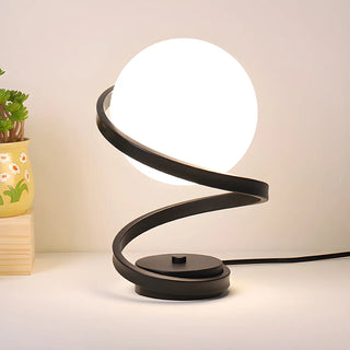 Minimalist Spiral Base White Glass Globe Table Lamp Zawala Image - 9