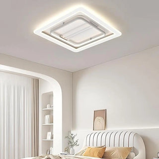 Modern Square Acrylic White LED Bladeless Ceiling Fan Light Zawala Image - 1