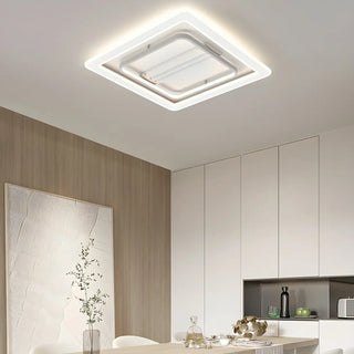 Modern Square Acrylic White LED Bladeless Ceiling Fan Light Zawala Image - 3