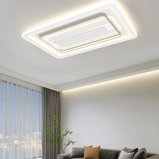 Modern Square Acrylic White LED Bladeless Ceiling Fan Light Zawala Image - 7