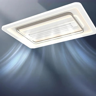 Modern Square Acrylic White LED Bladeless Ceiling Fan Light Zawala Image - 8