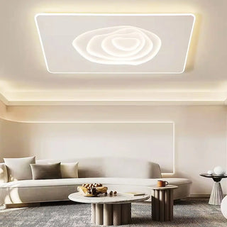 Living Room White Rectangular LED Flush Mount Light Zawala Image - 1