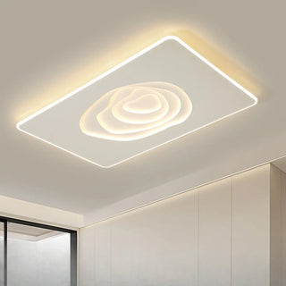 Living Room White Rectangular LED Flush Mount Light Zawala Image - 4