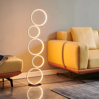 Artistic Modern Stacked Ring LED Bedside Floor Lamp Zawala Image - 2