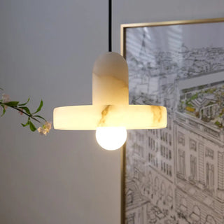 Modern Minimalist Marble Stone Geometric Pendant Light Zawala Image - 1