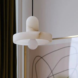 Modern Minimalist Marble Stone Geometric Pendant Light Zawala Image - 2