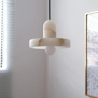 Modern Minimalist Marble Stone Geometric Pendant Light Zawala Image - 3