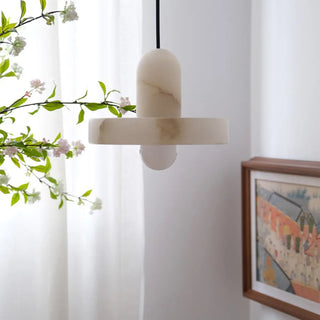 Modern Minimalist Marble Stone Geometric Pendant Light Zawala Image - 4