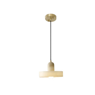 ZOWALA - Modern Frosted White Stone Circular Round Pendant Light Image - 5
