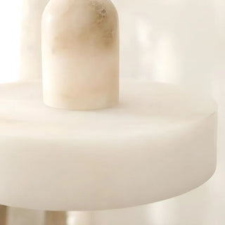 ZOWALA - Modern Frosted White Stone Circular Round Pendant Light Image - 9