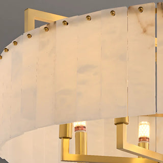 Modern Marble Texture Drum Chandelier Adjustable Chain Image - 10