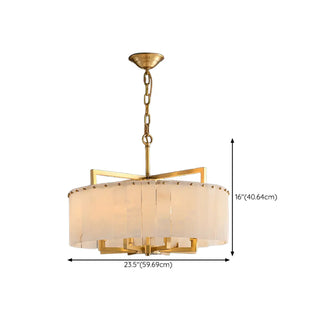 Modern Marble Texture Drum Chandelier Adjustable Chain #size