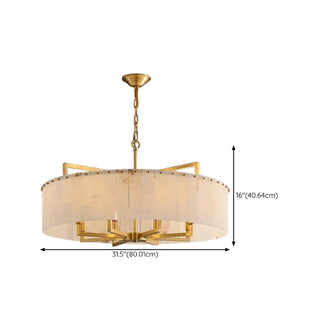 Modern Marble Texture Drum Chandelier Adjustable Chain Image - 14
