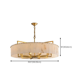 Modern Marble Texture Drum Chandelier Adjustable Chain Image - 15