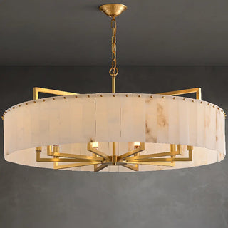 Modern Marble Texture Drum Chandelier Adjustable Chain Image - 7