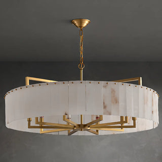 Modern Marble Texture Drum Chandelier Adjustable Chain Image - 9