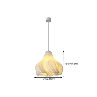 ZOWALA - Modern White Swirl Dome Angular Glass Pendant Light Image - 16