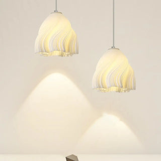 ZOWALA - Modern White Swirl Dome Angular Glass Pendant Light Image - 2
