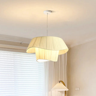 Modern Tiered White Fabric Living Room Ceiling Pendant Light Zawala Image - 1