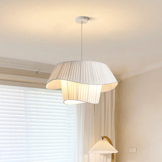 Modern Tiered White Fabric Living Room Ceiling Pendant Light Zawala Image - 11