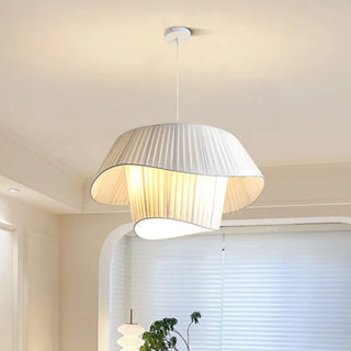 Modern Tiered White Fabric Living Room Ceiling Pendant Light Zawala Image - 12