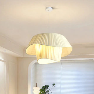 Modern Tiered White Fabric Living Room Ceiling Pendant Light Zawala Image - 13