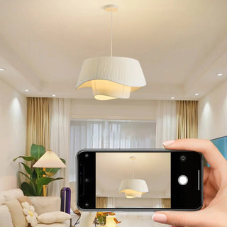Modern Tiered White Fabric Living Room Ceiling Pendant Light Zawala Image - 16