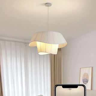 Modern Tiered White Fabric Living Room Ceiling Pendant Light Zawala Image - 17