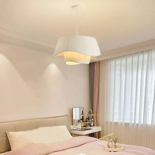 Modern Tiered White Fabric Living Room Ceiling Pendant Light Zawala Image - 18