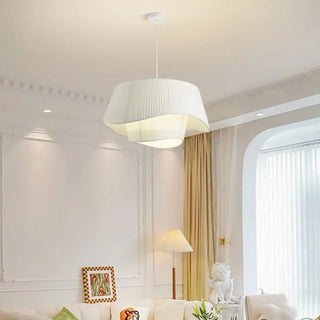 Modern Tiered White Fabric Living Room Ceiling Pendant Light Zawala Image - 2