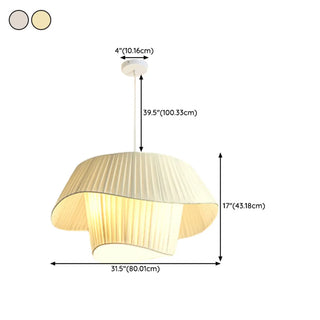 Modern Tiered White Fabric Living Room Ceiling Pendant Light Zawala Image - 21