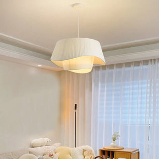 Modern Tiered White Fabric Living Room Ceiling Pendant Light Zawala Image - 3