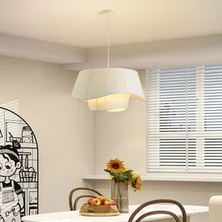 Modern Tiered White Fabric Living Room Ceiling Pendant Light Zawala Image - 4