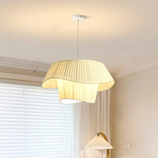 Modern Tiered White Fabric Living Room Ceiling Pendant Light Zawala Image - 6